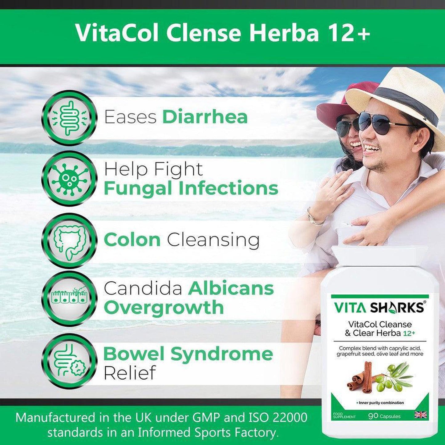 VitaCol Clense Herba 12+ | Gastrointestinal Cleanse & Detox Support - VitaCol Clense Herba 12+ is a broad-spectrum gastrointestinal cleanse & detox supplement, to support a balanced lower digestive tract & protect against internal parasites, worms & other harmful micro-organisms. It contains a range of tried and tested herbs and concentrated foods to support digestive tract health. Buy Now at Sacred Remedy