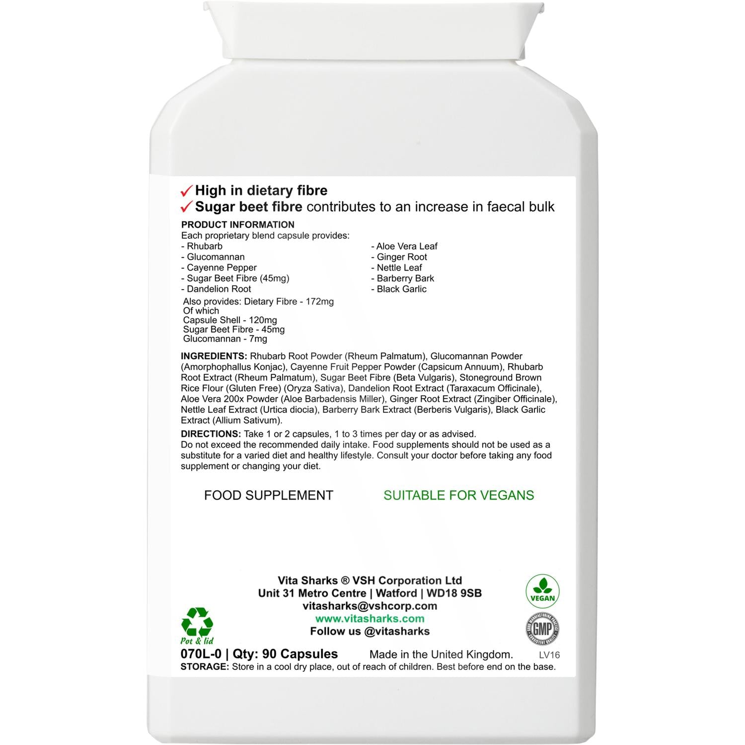 VitaCol Cleanse & Clear Natura | Fast Acting, High Strength Colon Cleanser - A fast-acting colon cleanser, designed for the chronically constipated in need of strong treatment for a blocked bowel. Purgatives have been combined with carminatives to prevent griping. A tried and tested combination of active ingredients known as the ultimate herbal laxative. Sugar beet fibre has also been added to the formula, to offer specific support for an increase in faecal bulk and normal bowel function. Buy Now at Sacred 