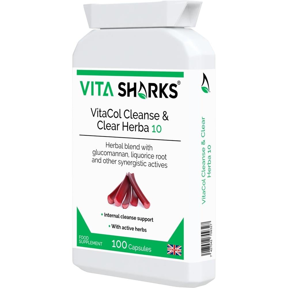 Buy VitaCol Cleanse Herba 10 | High Quality Internal Cleansing Colon & Bowel Support Supplement - VitaCol Cleanse Herba 10 contains a range of active herbal ingredients which may support to cleanse the intestinal tract, soften the stool, stimulate the liver and improve peristalsis. This, in turn, helps to produce bowel movements & expel layers of old encrusted mucus and faecal matter that may have accumulated over time. at Sacred Remedy Online