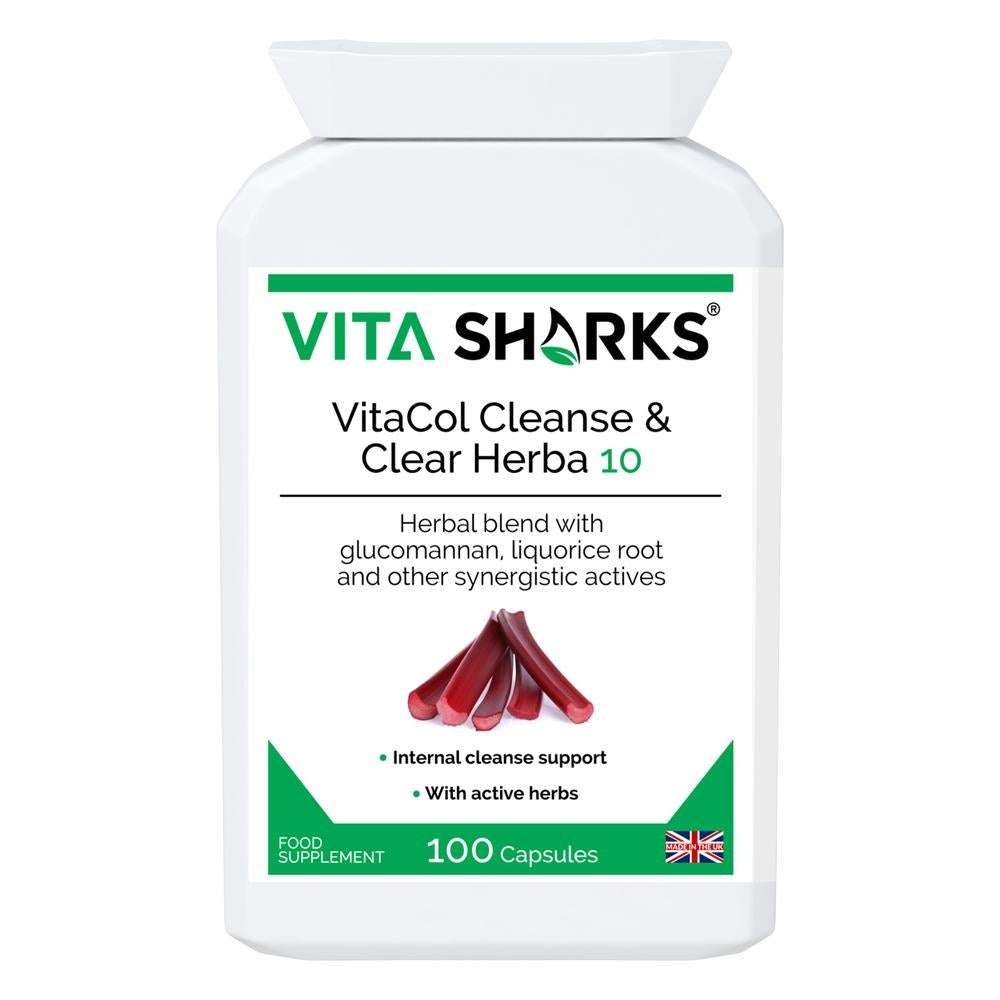 Buy VitaCol Cleanse Herba 10 | High Quality Internal Cleansing Colon & Bowel Support Supplement - VitaCol Cleanse Herba 10 contains a range of active herbal ingredients which may support to cleanse the intestinal tract, soften the stool, stimulate the liver and improve peristalsis. This, in turn, helps to produce bowel movements & expel layers of old encrusted mucus and faecal matter that may have accumulated over time. at Sacred Remedy Online