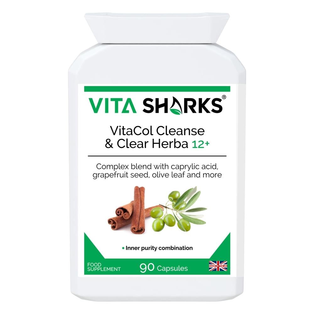 Buy VitaCol Clense Herba 12+ | Gastrointestinal Cleanse & Detox Support - VitaCol Clense Herba 12+ is a broad-spectrum gastrointestinal cleanse & detox supplement, to support a balanced lower digestive tract & protect against internal parasites, worms & other harmful micro-organisms. It contains a range of tried and tested herbs and concentrated foods to support digestive tract health. at Sacred Remedy Online