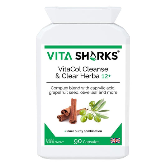 Buy VitaCol Clense Herba 12+ | Gastrointestinal Cleanse & Detox Support - VitaCol Clense Herba 12+ is a broad-spectrum gastrointestinal cleanse & detox supplement, to support a balanced lower digestive tract & protect against internal parasites, worms & other harmful micro-organisms. It contains a range of tried and tested herbs and concentrated foods to support digestive tract health. at Sacred Remedy Online