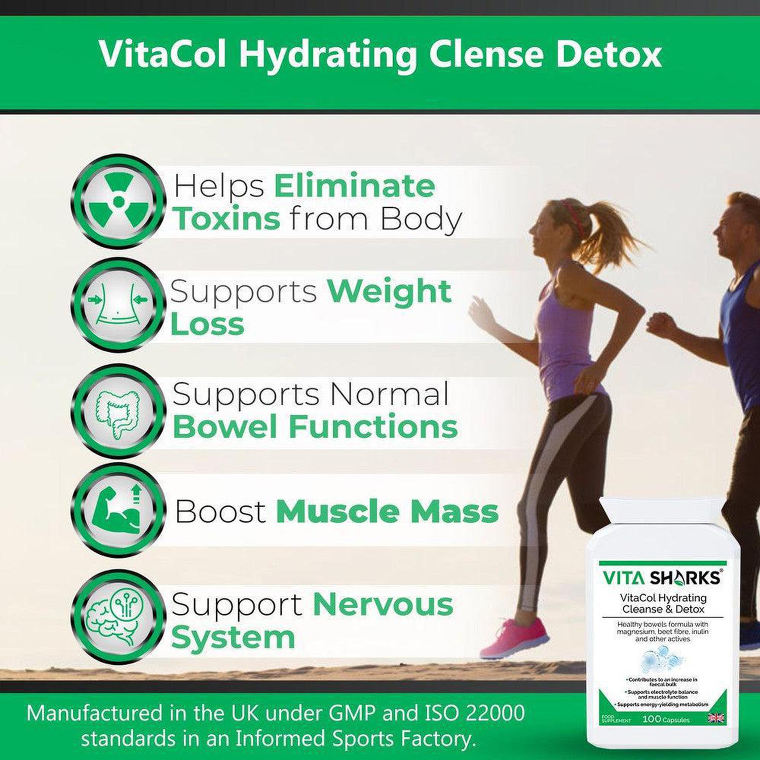 VitaCol Hydrating Clense & Detox | Magnesium Bowel Hydrating, Electrolyte Formula - A powerful yet gentle, non-habit forming colon formula. Contains nutrients selected to help increase faecal bulk and support normal bowel function Buy Now at Sacred Remedy