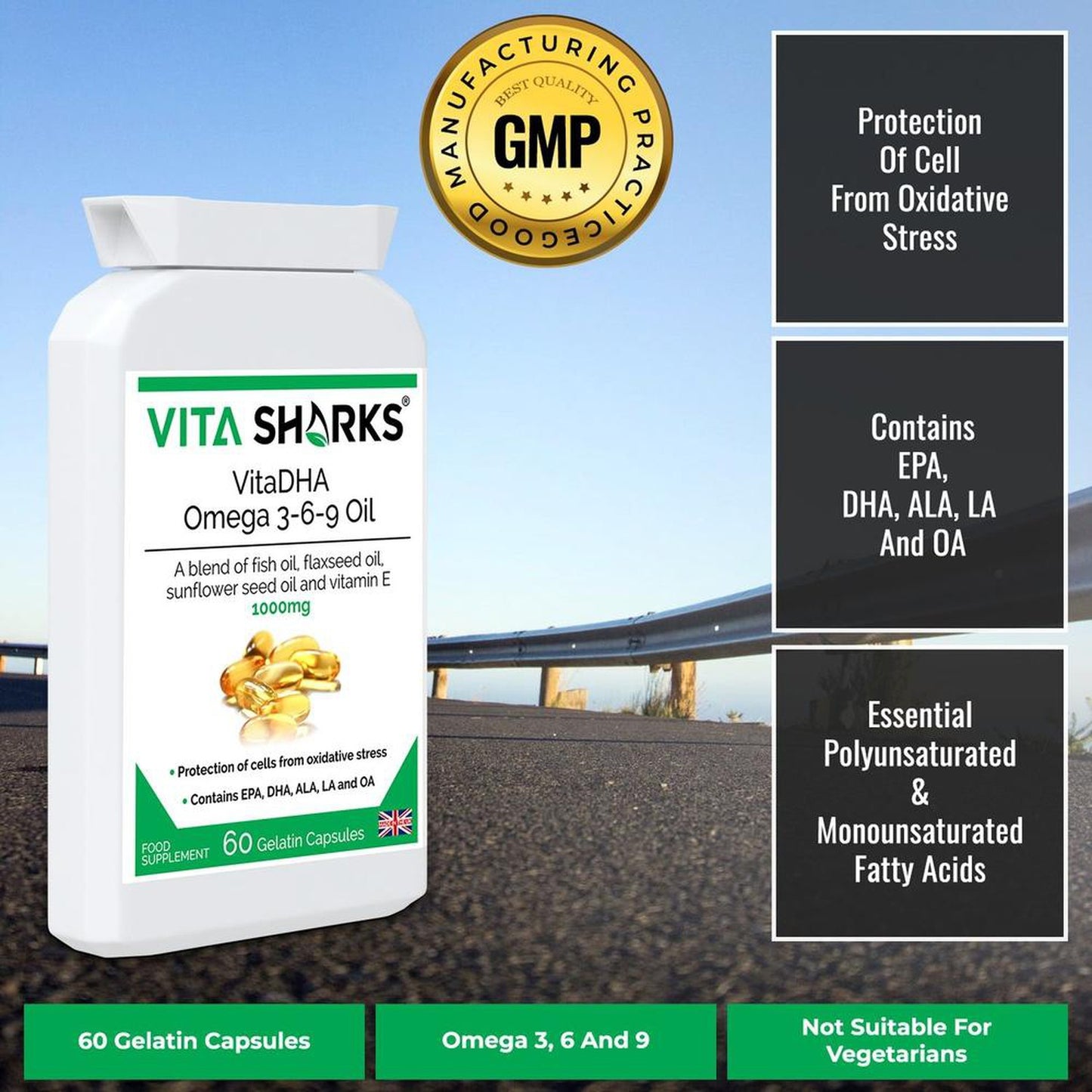 Buy VitaDHA Omega 3-6-9 Oil | 1000mg Potent EPA, Rich in DHA & Vitamin E - Discover VitaDHA Omega 3-6-9 Fish Oil Concentrate, a supplement rich in EPA & DHA. Experience the benefits of this natural fish oil formula, containing essential fatty acids and vitamin E. at Sacred Remedy Online