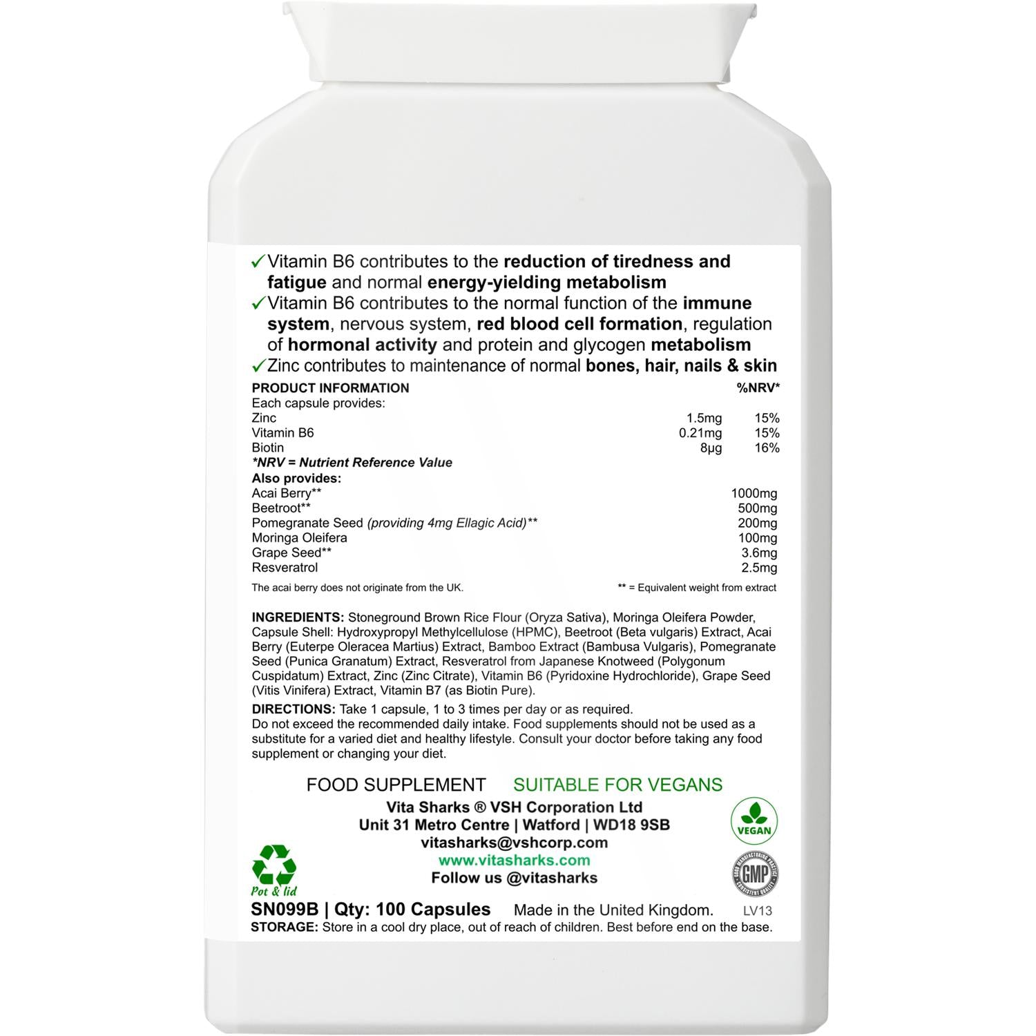 VitaDefence+ Brazilian Acai Berry | Potent Antioxidant & Immune Support Supplement - Rich in Vitamins, Minerals, Phyto-Nutrients & Polyphenols; all-round support for energy, immunity, health and vitality. Protection against free radical damage, support for Bones, Skin, hair and nails. Beneficial for; Weight loss Inflammation, Blood sugar levels, Cholesterol levels & Protection against premature ageing. Buy Now at Sacred Remedy