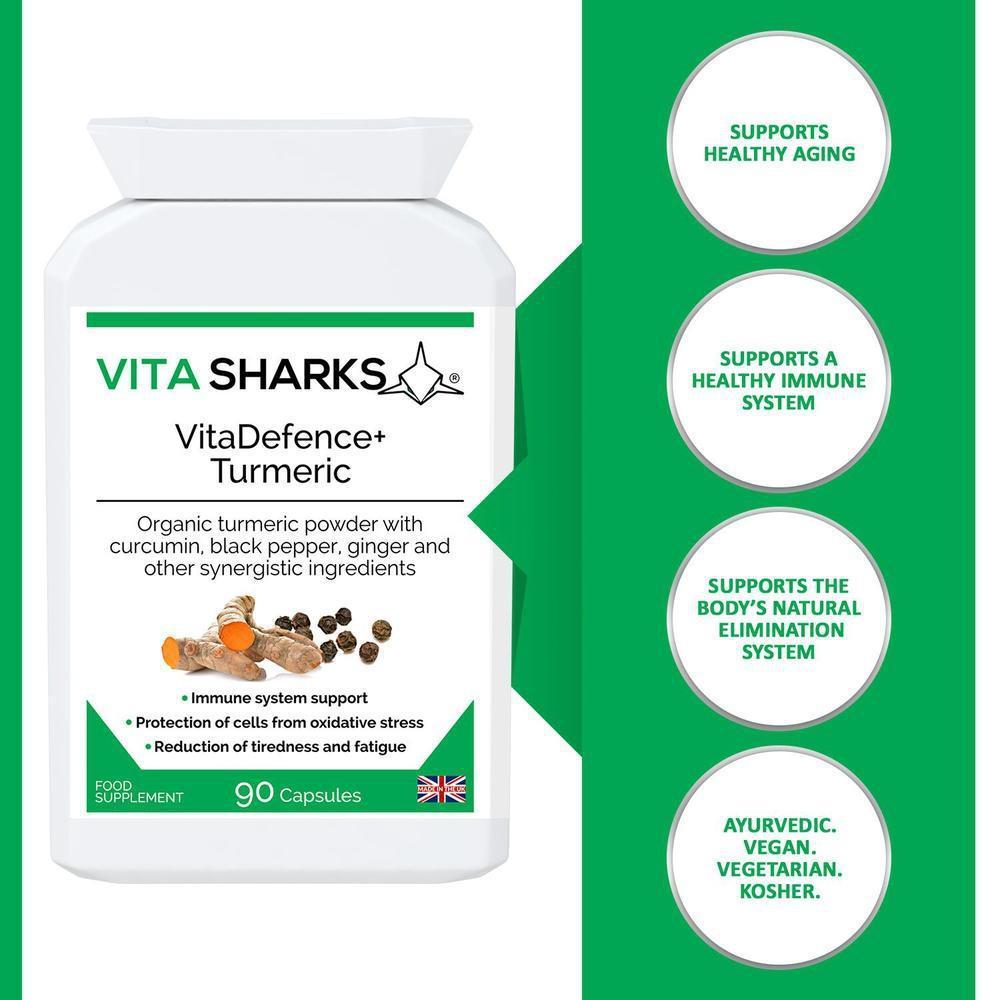 Buy VitaDefence+ Turmeric | Anti-Inflammatory, Immunity & Energy Support Supplement - Turmeric root powder supplements have been long used by Ayurvedic medicine as a basic "heal all" and anti-inflammatory. The benefits of turmeric and its active ingredients (including curcuminoids) have recently been recognised in the Western world after much TV, magazine and radio coverage. at Sacred Remedy Online