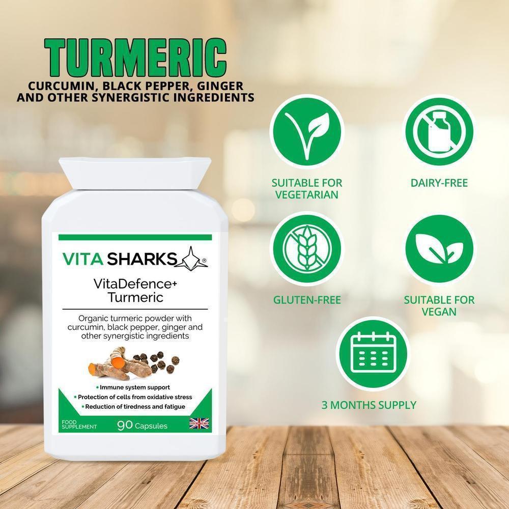 Buy VitaDefence+ Turmeric | Anti-Inflammatory, Immunity & Energy Support Supplement - Turmeric root powder supplements have been long used by Ayurvedic medicine as a basic "heal all" and anti-inflammatory. The benefits of turmeric and its active ingredients (including curcuminoids) have recently been recognised in the Western world after much TV, magazine and radio coverage. at Sacred Remedy Online