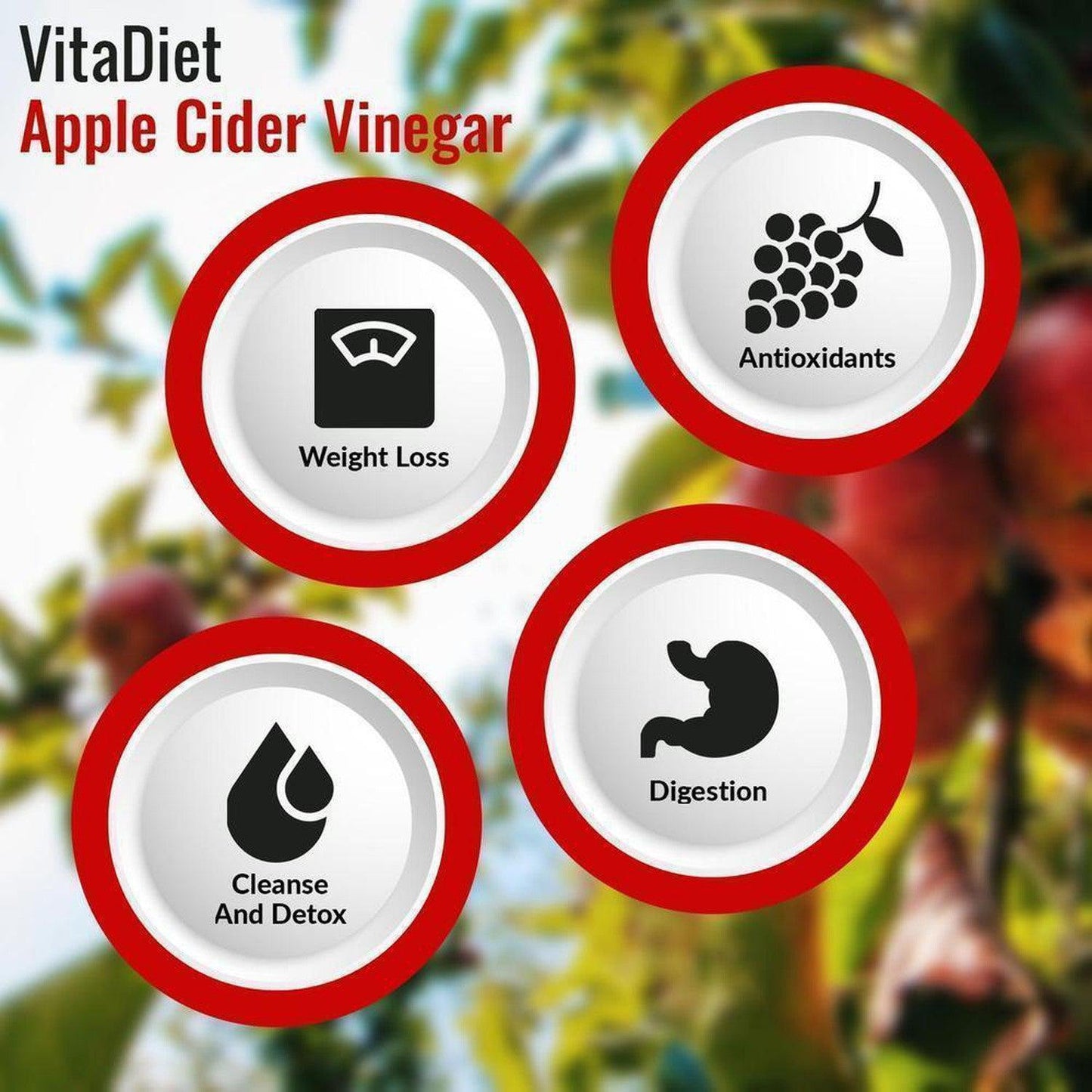 VitaDiet Apple Cider Vinegar Capsules | Combination Weight Loss & Digestion Formula - Constipation can leave you feeling bloated and heavy, while eliminating waste obviously leaves you feeling lighter. Adding apple cider vinegar to your daily (and particularly morning) routine, can help to get sluggish bowels moving and promote regularity, helping to cleanse the digestive system ready for a new day. This is because apple cider vinegar is a source of pectin, a type of soluble fibre which is found in apples. 