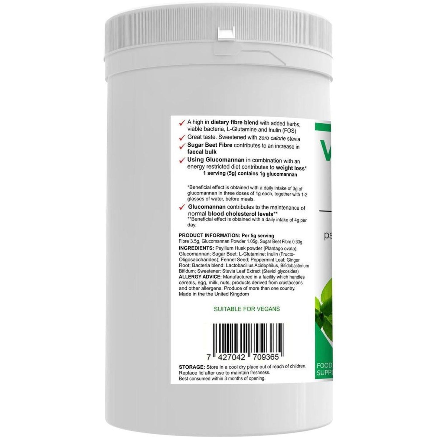 VitaDiet Fibre | High Dietary Fibre Based Colon Cleanser. Bulk & Weight Loss Blend - An all-in-one dietary fibre based colon cleanser, detoxification & weight loss health supplement with a special combination of psyllium husks, glucommanan, sugar beet fibre, L-Glutamine, prebiotics, probiotics, gut-soothing herbs and stevia leaf extract. Ideal for long-term use as a bowel cleanser and detoxifier. Buy Now at Sacred Remedy