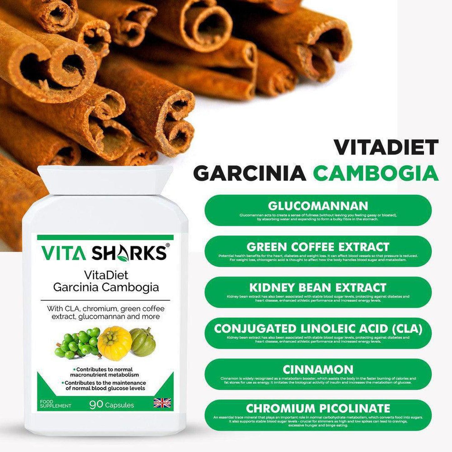 VitaDiet Garcinia Cambogia | Slimmer Support Complex with CLA - Love your silhouette with VitaDiet Garcinia Cambogia! Helps manage appetite. It's the perfect partner to help you shed those pesky love handles and get the most out of your diet and exercise routine. A powerful combination of ingredients encourages your metabolism, allowing you to experience maximal toning and shaping effects! Buy Now at Sacred Remedy