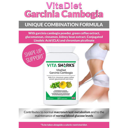 VitaDiet Garcinia Cambogia | Slimmer Support Complex with CLA - Love your silhouette with VitaDiet Garcinia Cambogia! Helps manage appetite & encourage metabolism. The perfect partner to your diet & exercise for toning. Buy Now at Sacred Remedy