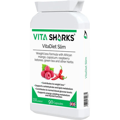 VitaDiet Slim | Thermogenic Metaboliser & Fat Burner to Support Effective Weight Loss - A thermogenic fat metaboliser & herbal weight management health supplement, supporting the body's natural fat burning processes, along with the feeling of fullness, energy levels, thyroid function, carbohydrate, lipid and fatty acid metabolism, stable blood sugar levels & other vital aspects of effective weight loss. Buy Now at Sacred Remedy