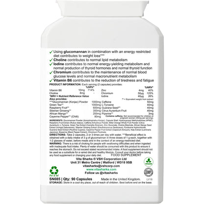 VitaDiet Slim | Thermogenic Metaboliser & Fat Burner to Support Effective Weight Loss - A thermogenic fat metaboliser & herbal weight management health supplement, supporting the body's natural fat burning processes, along with the feeling of fullness, energy levels, thyroid function, carbohydrate, lipid and fatty acid metabolism, stable blood sugar levels & other vital aspects of effective weight loss. Buy Now at Sacred Remedy