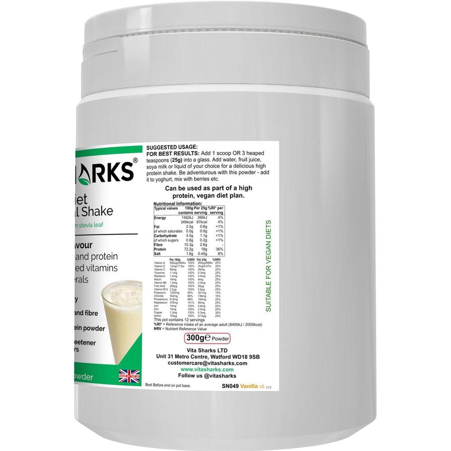 VitaDiet Vanilla | Non-GM Soy Isolate Meal Replacement Shake Immune Health Supplement - Tasty filling meal shake or guilt-free dessert at just 87 calories per serving! Ideal daily shake for slimmers as part of a calorie-controlled diet. Low in fat & fortified with vitamins minerals, also containing fibre adding bulk and promoting a feeling of fullness (helping to curb the appetite). Buy Now at Sacred Remedy