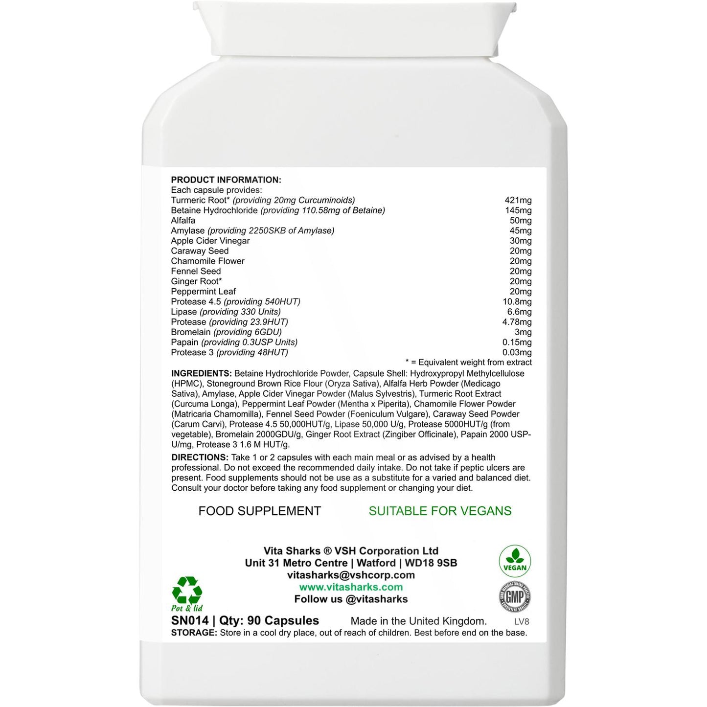 VitaDigest | High Strength Plant Digestive Enzymes. Immunity, Health & Vitamin Support - A high-strength health supplement which combines a broad spectrum range of plant-derived digestive enzymes with carminative, anti-spasmodic and gut-soothing herbs. A unique blend to aid the digestive system naturally and healthily. Buy Now at Sacred Remedy