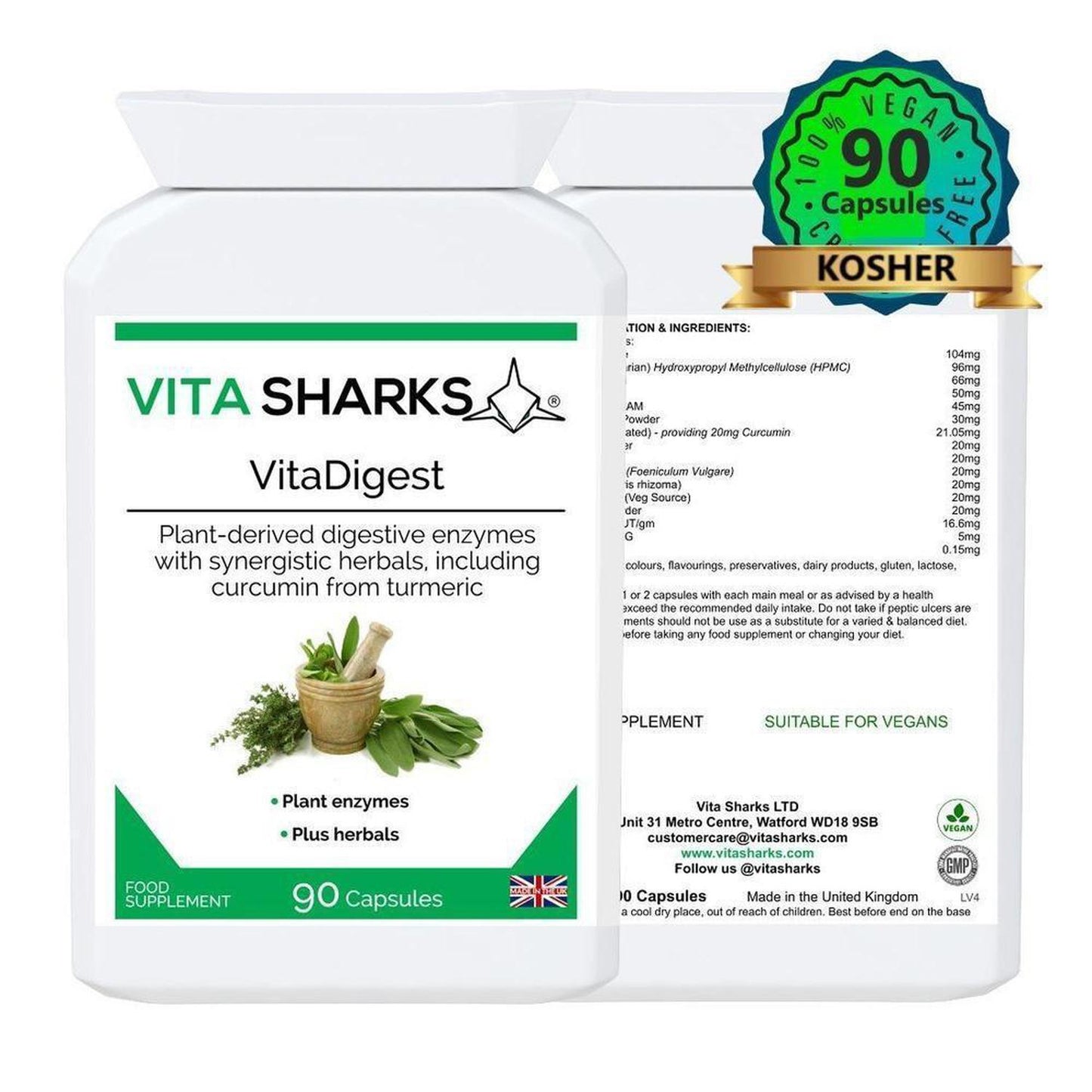 VitaDigest | High Strength Plant Digestive Enzymes. Immunity, Health & Vitamin Support - A high-strength health supplement which combines a broad spectrum range of plant-derived digestive enzymes with carminative, anti-spasmodic and gut-soothing herbs. A unique blend to aid the digestive system naturally and healthily. Buy Now at Sacred Remedy