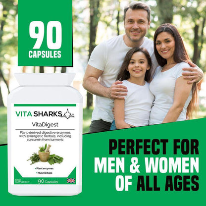 VitaDigest | High Strength Plant Digestive Enzymes. Immunity, Health & Vitamin Support - A high-strength health supplement which combines a broad spectrum range of plant-derived digestive enzymes with carminative, anti-spasmodic and gut-soothing herbs. A unique blend to aid the digestive system naturally and healthily. Buy Now at Sacred Remedy