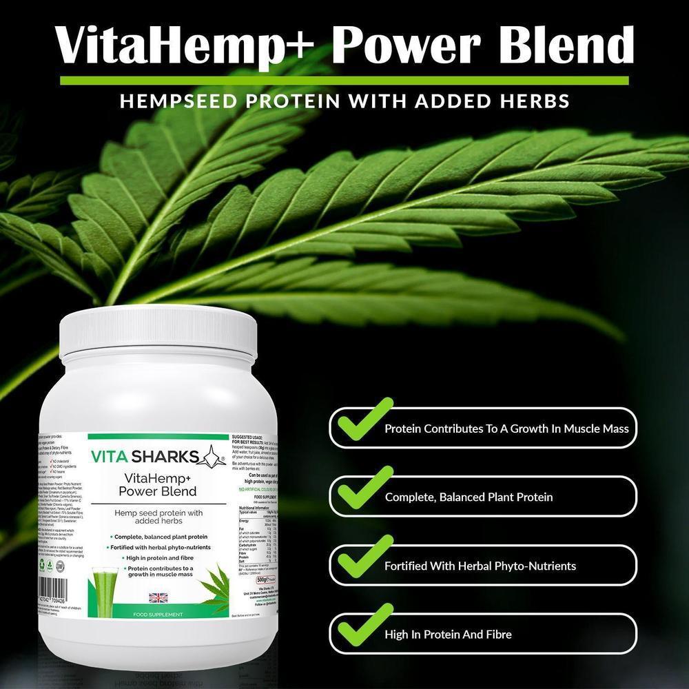 Buy VitaHemp+ Power Blend | Healthy Colon, Hemp Seed Plant Protein Supplement - A balanced & natural protein from hemp seed, as well as a range of phyto-nutrients from nutritious superfoods & herbs. High in dietary fibre, beneficial for a healthy colon. It beats single-ingredient protein powders hands-down! at Sacred Remedy Online