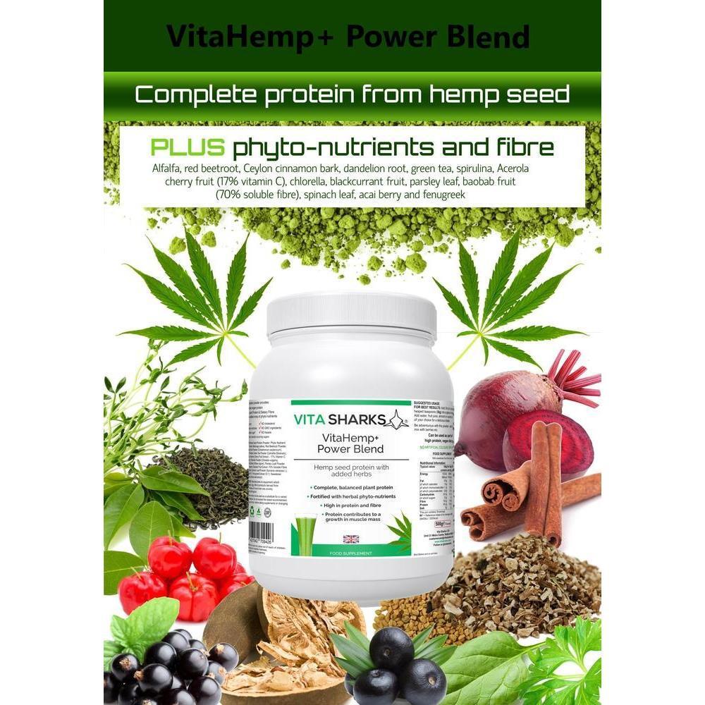 Buy VitaHemp+ Power Blend | Healthy Colon, Hemp Seed Plant Protein Supplement - A balanced & natural protein from hemp seed, as well as a range of phyto-nutrients from nutritious superfoods & herbs. High in dietary fibre, beneficial for a healthy colon. It beats single-ingredient protein powders hands-down! at Sacred Remedy Online