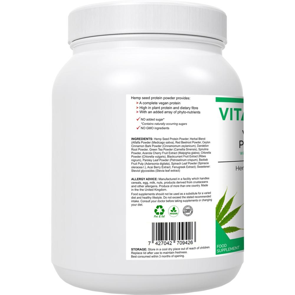 Buy VitaHemp+ Power Blend | Healthy Colon, Hemp Seed Plant Protein Supplement - A balanced & natural protein from hemp seed, as well as a range of phyto-nutrients from nutritious superfoods & herbs. High in dietary fibre, beneficial for a healthy colon. It beats single-ingredient protein powders hands-down! at Sacred Remedy Online