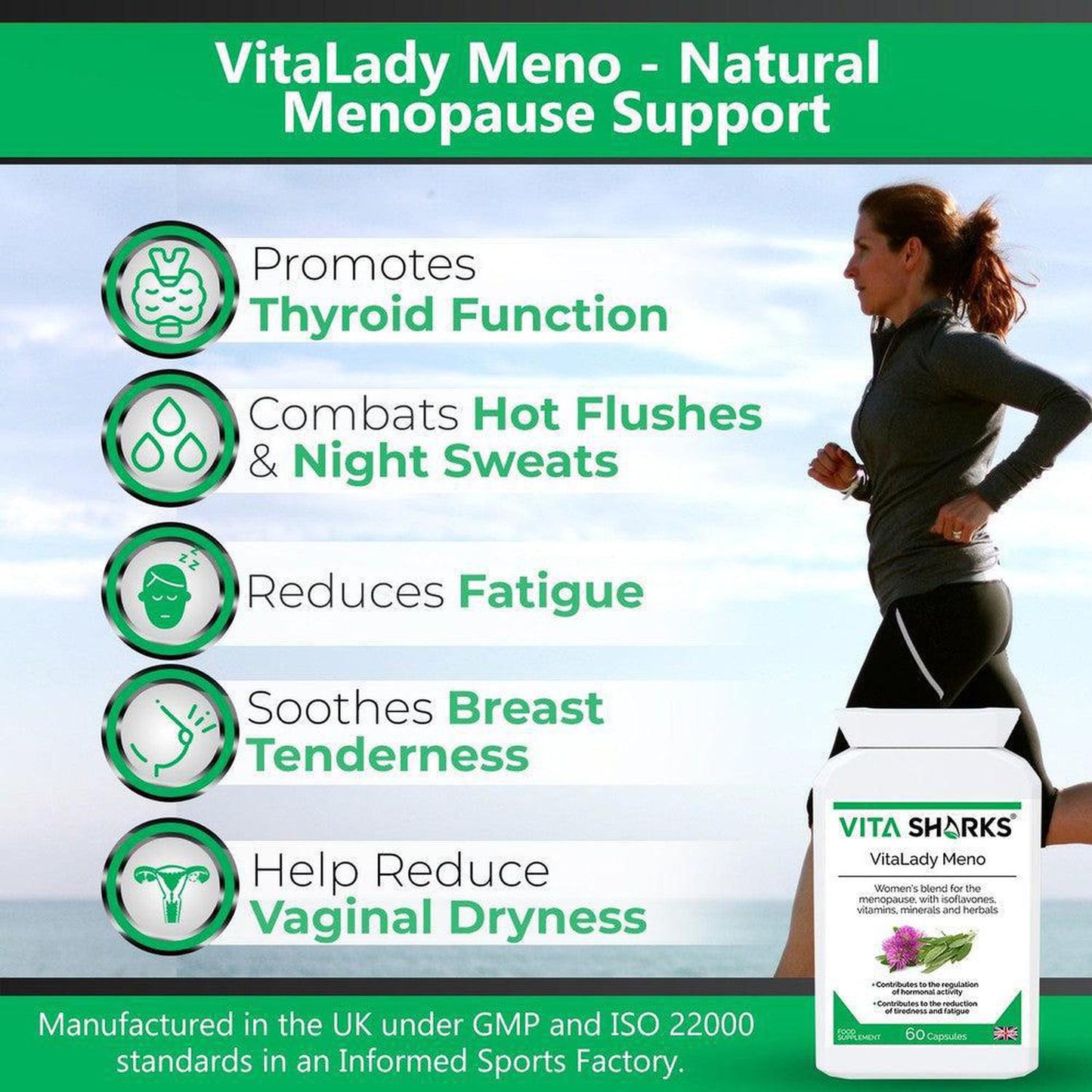 VitaLady Meno | Support for PMS, Perimenopause, Menopause & Uncomfortable Cycles - Monthly cycles & the menopause is no fun. Try our natural menopause support to help you feel wonderful. A traditional combination formula, designed to help gently relieve discomfort. May help improve the frequency / intensity of hot flashes and disrupted sleep at night. All natural & plant-based ingredients. Buy Now at Sacred Remedy