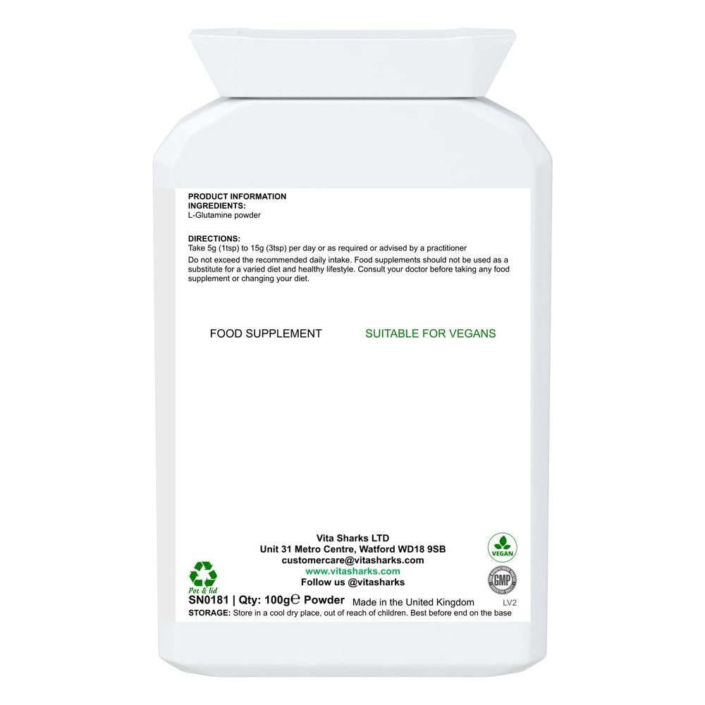 Buy VitaRepair L-Glutamine | Pure Amino Acid Powder for Digestive Health & Gut Wall Integrity - L-Glutamine the natural form of glutamine, is needed for a wide range of repair & maintenance functions, such as wound healing, muscle & bone growth, digestive health & gut wall integrity. This pure amino acid powder is used by athletes following gruelling training routines (it breaks down uric acid from proteins). at Sacred Remedy Online