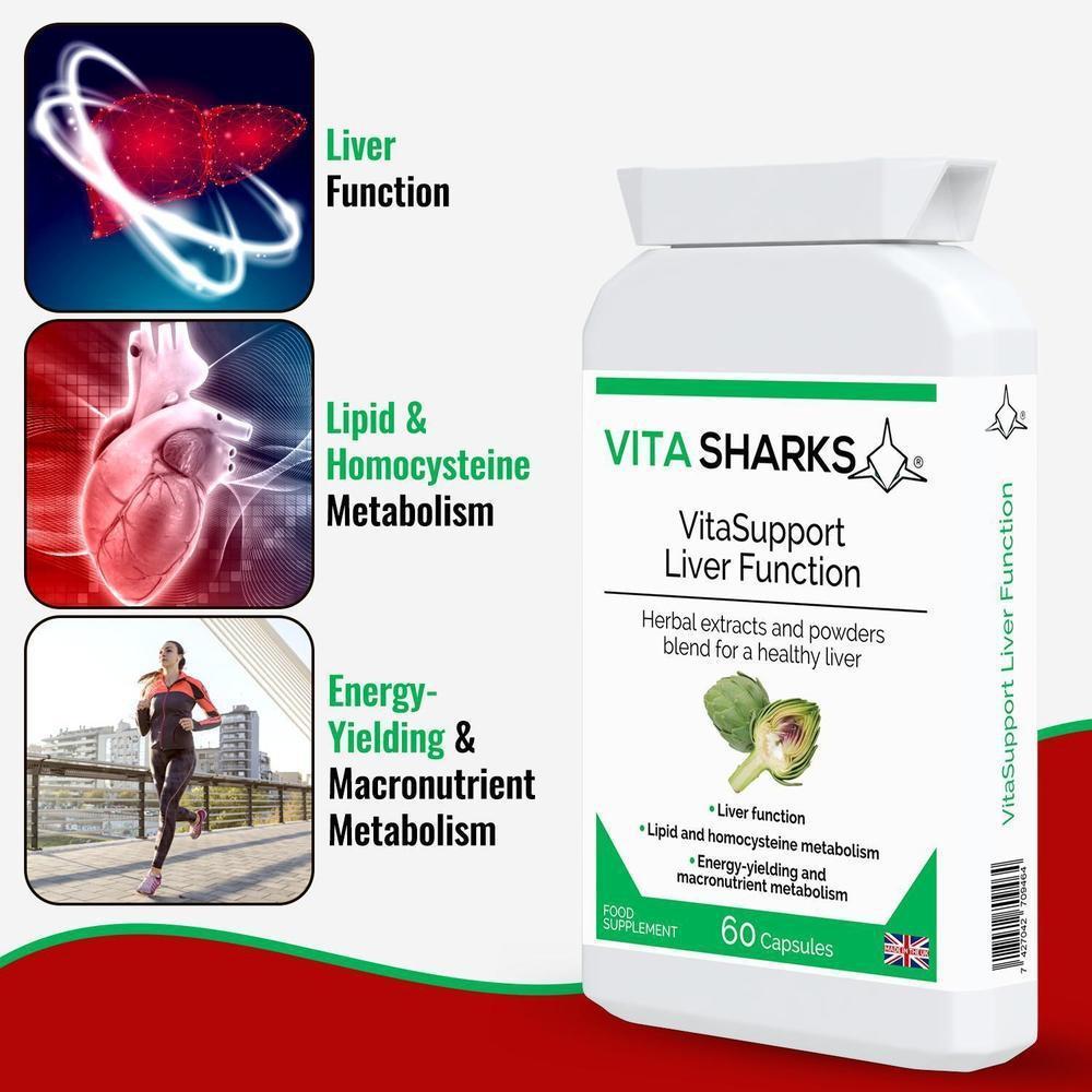 Buy VitaSupport Liver Function | Body Detoxification Supplement with Herbal Extracts and Vitamins - Designed to support detoxification, particularly during periods of over-indulgence in food, alcohol or smoking. The health supplement helps to cleanse a congested liver & gallbladder supporting cell repair & protection. Formulated to stimulate, flush, cleanse & protect these two important organs. at Sacred Remedy Online