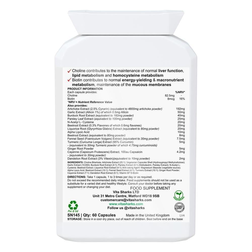 Buy VitaSupport Liver Function | Body Detoxification Supplement with Herbal Extracts and Vitamins - Designed to support detoxification, particularly during periods of over-indulgence in food, alcohol or smoking. The health supplement helps to cleanse a congested liver & gallbladder supporting cell repair & protection. Formulated to stimulate, flush, cleanse & protect these two important organs. at Sacred Remedy Online