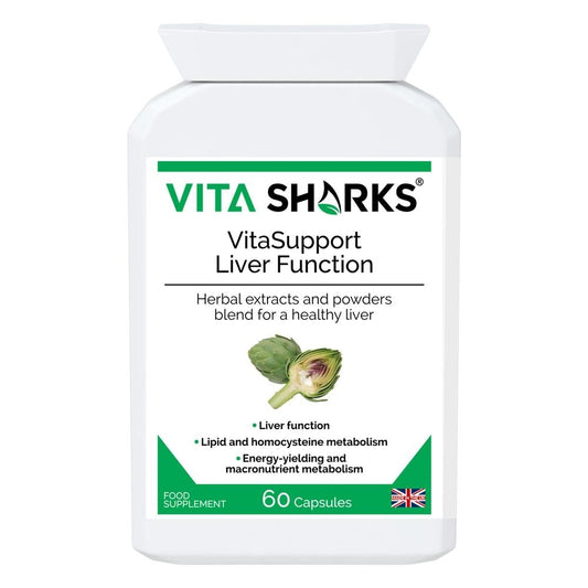 Buy VitaSupport Liver Function | Body Detoxification Supplement with Herbal Extracts and Vitamins - Designed to support detoxification, particularly during periods of over-indulgence in food, alcohol or smoking. The health supplement helps to cleanse a congested liver & gallbladder supporting cell repair & protection. Formulated to stimulate, flush, cleanse & protect these two important organs. at Sacred Remedy Online