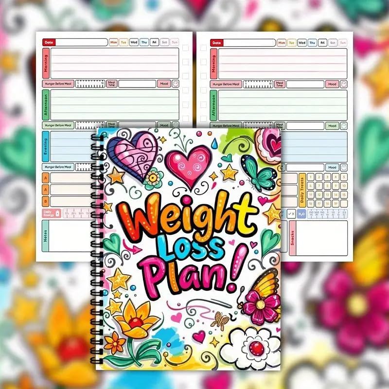 Wellness Diary & Weight Loss Tracker | A5 Spiral Bound Journal - Stay motivated with our A5 Wellness Diary. 52 weeks of meal, exercise, and progress tracking in a quirky, colourful design. Shop holistic health at Sacred Remedy. Buy Now at Sacred Remedy
