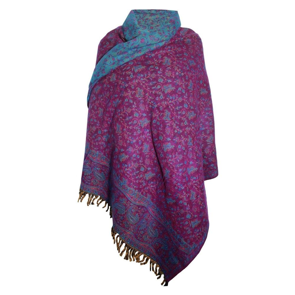 Buy Yak Wool Shawl | Very Warm Handmade Intricate Himalayan Design - Snuggle up into a soft, ultra warm & beautiful handmade Yak shawl, perfect for those chilly evenings; Hand loomed in Tibet, Nepal or India each piece is handcrafted by a tribal family pattern. This piece is fully reversible. The first pictures show the main view and the later pictures show the reverse view. Yak Wool: Yak is an animal that lives high in Himalayan mountains and is accustomed to extremely low temperatures. The down layer of w