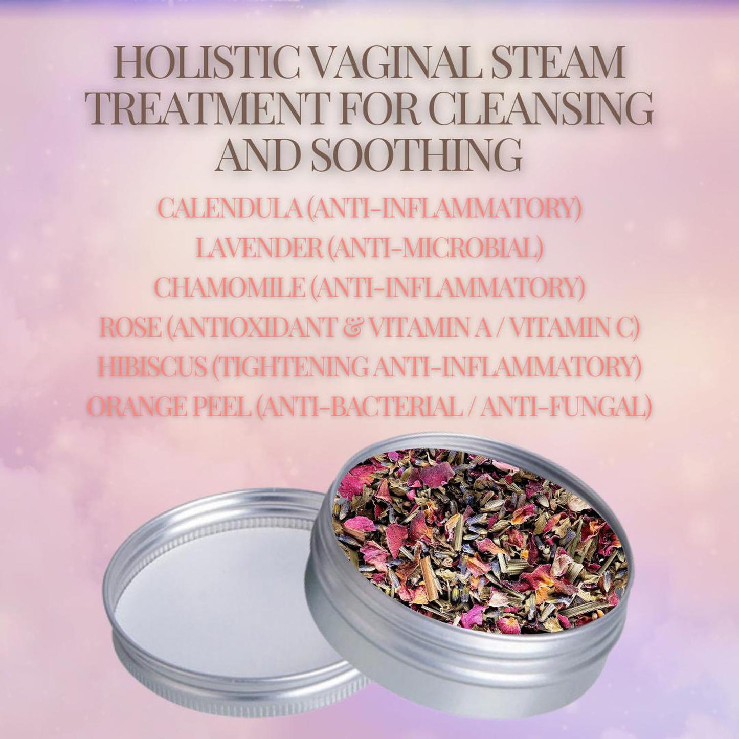 Nourish Your Inner Sanctuary with Organic Yoni Steam Herbs - Indulge in a restorative self-care ritual with our soothing Yoni Steam Herbs. Crafted with a blend of 100% organic botanicals (like chamomile, lavender, and calendula), these herbs are designed to promote wellness and relaxation. Buy Now at Sacred Remedy