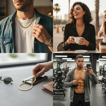 18K Gold Plated Chain | Waterproof & Tarnish-Proof Necklace - Shop our 18K Gold Plated Chain. A durable, waterproof, and hypoallergenic 316L stainless steel necklace. Tarnish-proof and perfect for sensitive skin! Buy Now at Sacred Remedy