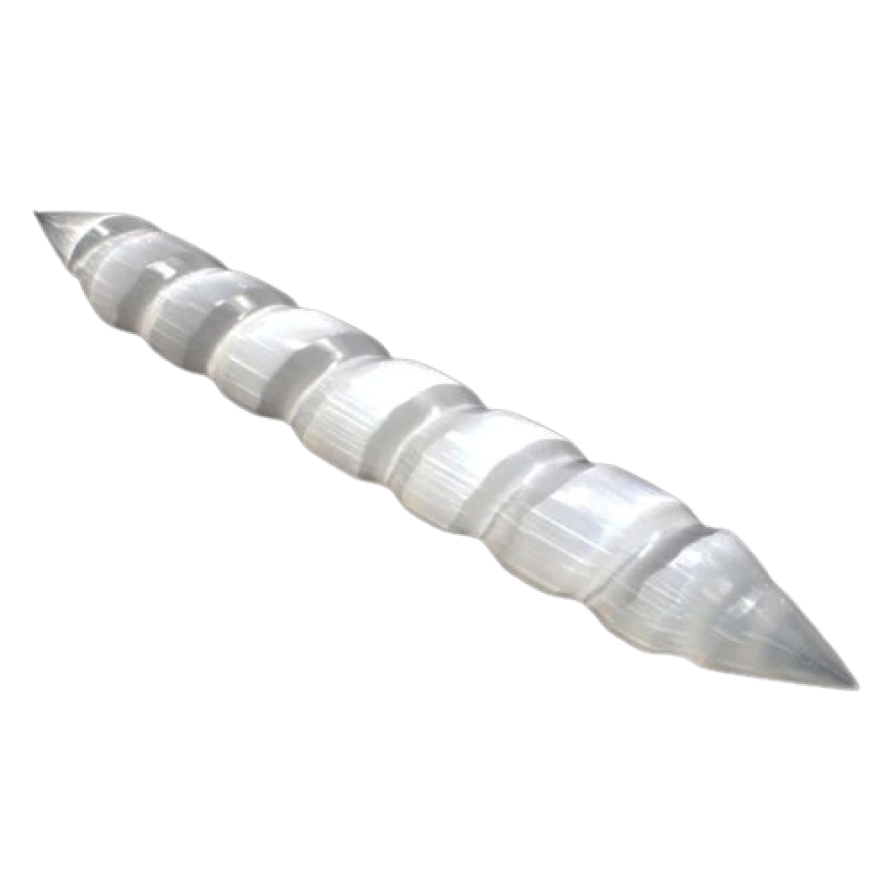 Buy Selenite Spiral Double Point Massage Wand | Aura Combing - It is generally accepted that Selenite is one of the most powerful crystals for healing. Also it is connecting to the third eye, crown and etheric chakras. Some say it promotes purity and honesty. It is said it forces the person holding it to be honest with themselves. at Sacred Remedy Online