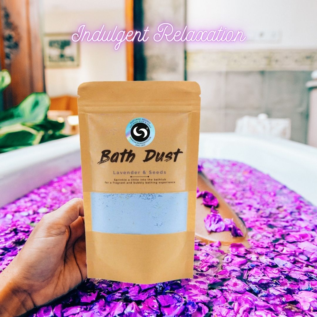 Buy Lavender & Seed Bath Dust - Soothing Relaxation for Your Skin - Indulge in pure bliss with our Lavender & Seed Bath Dust. This luxurious blend of calming lavender and exfoliating seeds transforms your bath into a spa-like retreat. Nourish your skin, soothe your senses, and escape the stresses of the day. at Sacred Remedy Online