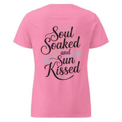 Soul Soaked & Sun Kissed Spiritual Tee | Wellness Shirt - Shop the "Soul Soaked & Sun Kissed" spiritual tee. Semi-fitted, soft cotton shirt with a daily affirmation for self-love, yoga, and holistic wellness seekers. Buy Now at Sacred Remedy